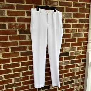 Ralph Lauren Women White Wide Leg Dress Pants Size 10 Polyester Blend